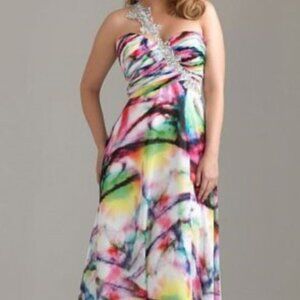 Fabulous White Multi-Color One Shoulder Embellished Prom Dress Size 14W